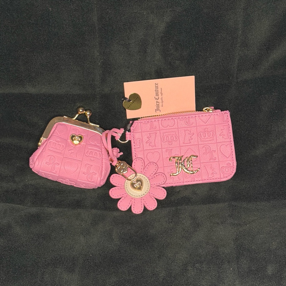 Juicy Couture Pink Mini Kiss-Lock Coin Purse with Gold Trim